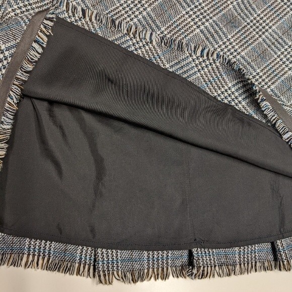 Sigrid Olsen Skirt Women Size 14 Wool Blend Plaid Fringe Trim Pleated - Picture 5 of 7